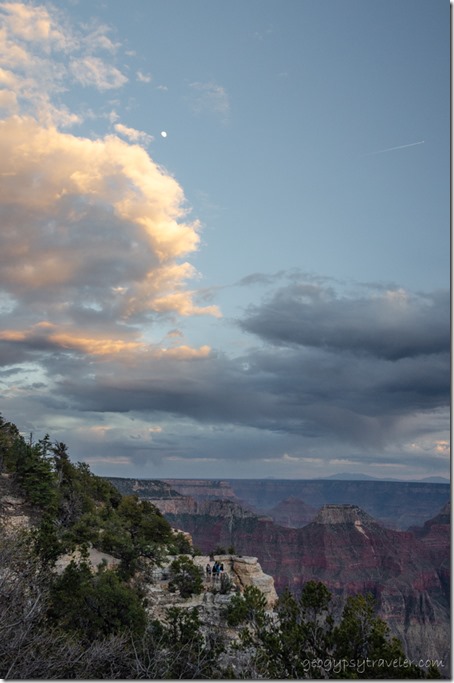 Sunset over canyon from Lodge North Rim Grand Canyon National Park Arizona