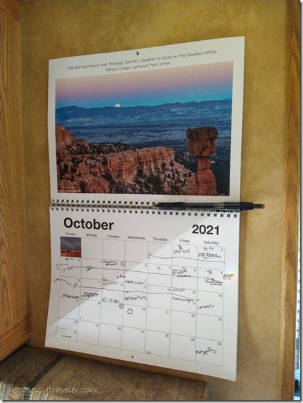 calendar October on wall
