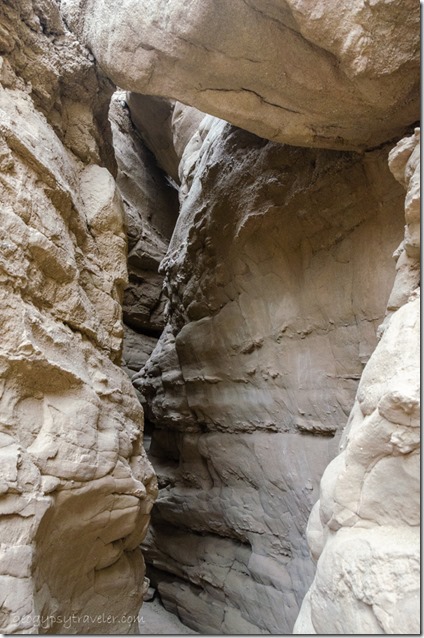 Boulder wedged in slot canyon Anza Borrego Desert State Park California
