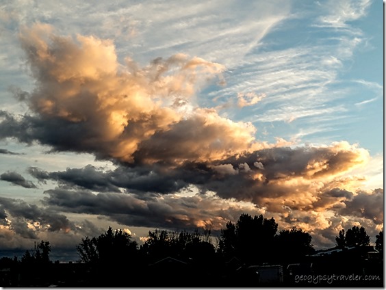 trees sunset clouds Wheel Inn RV Park Fredonia Arizona
