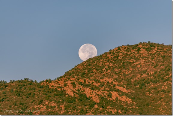 first light Brushy Mountain full moon set Skull Valley Arizona