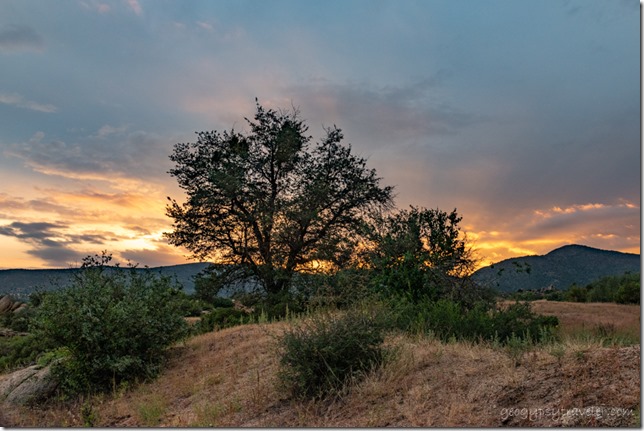 trees grass mts sunset clouds Skull Valley Arizona