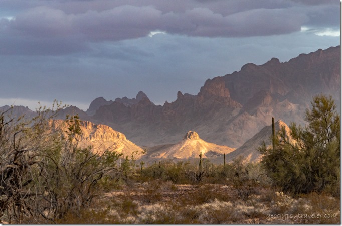 Sonoran Desert Kofa Mts last light clouds MST&T Rd BLM Kofa NWR Arizona