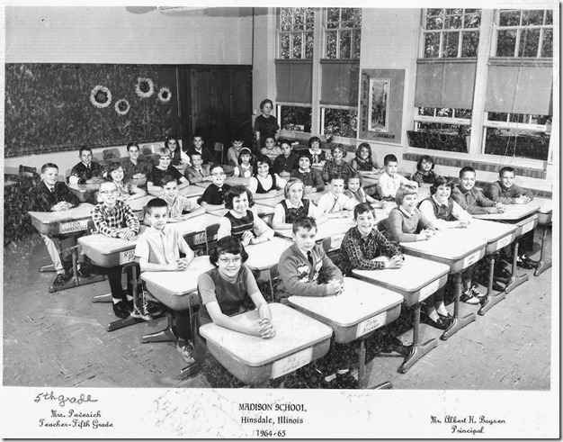 Madison School 5th grade class 1964-1965 Hinsdale Illinois