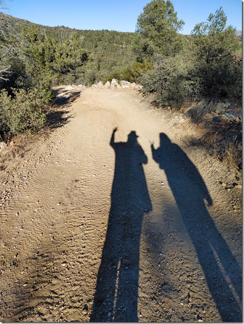 Joann & Gaelyn shadow hiking Skull Valley Arizona