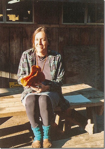 Gaelyn with Lobster mushroom at Eagles Cliff Washington Nov 1998