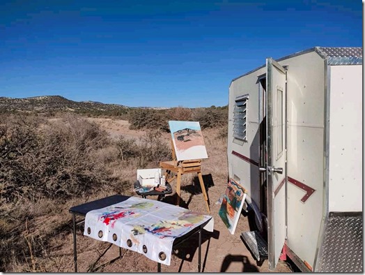 Joann's painting & trailer FR525 camp Coconino National Forest Arizona by Joann