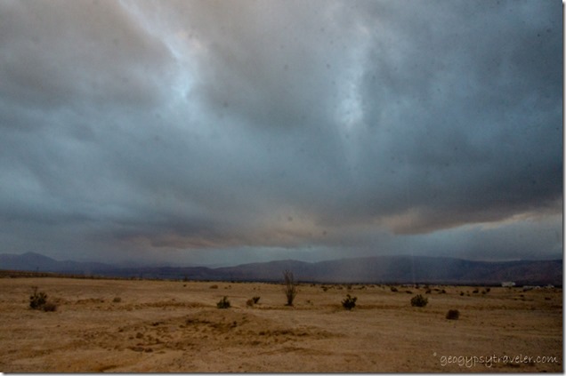 Sunset thru storm clouds Vallecito Mts Anza-Borrego Desert State Park California