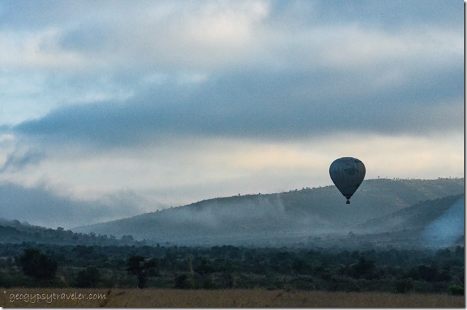 Misty morning & hot air balloon Pilanesberg Game Reserve South Africa