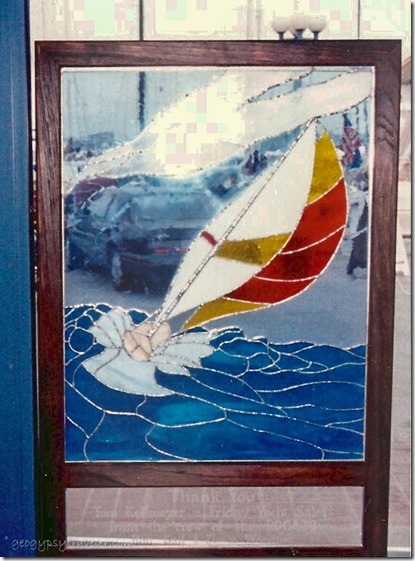 stained glass sailboat gift Seattle WA 1988