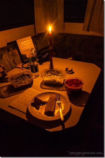 Tamale Christmas Eve dinner by candle light Anza-Borrego Desert State Park California