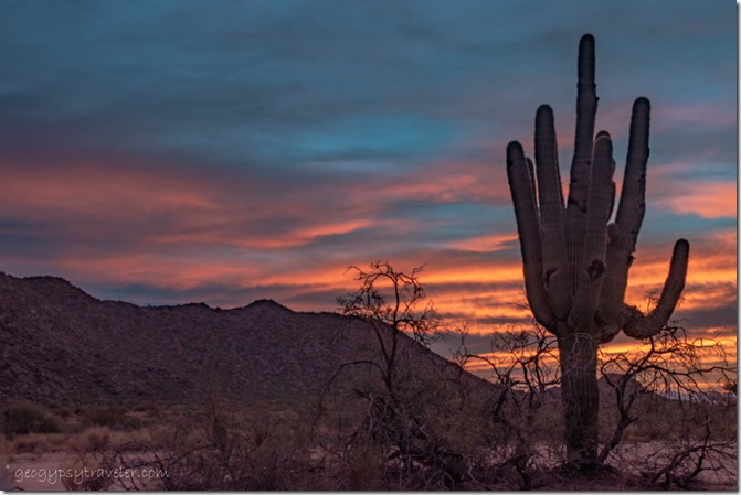 Saguaro mt sunrise clouds Cemetery Rd Congress Arizona
