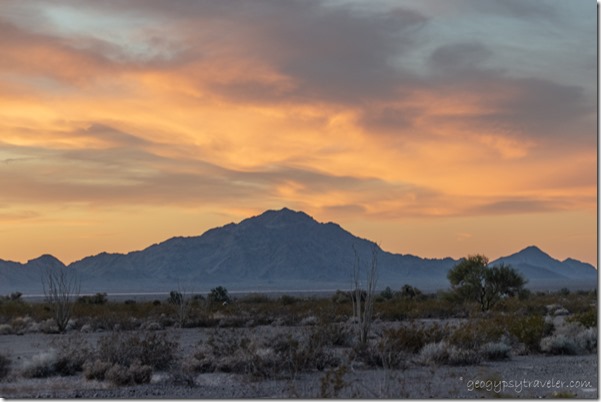 Chocolate Mts sunset clouds BLM Palm Canyon Rd Kofa National Wildlife Refuge Arizona