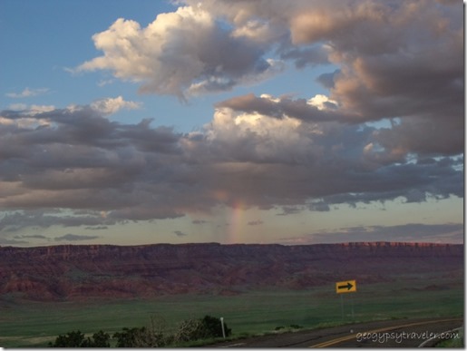 Sunset & rainbow over Vermilion Cliffs Hwy 89A E Kaibab National Forest Arizona