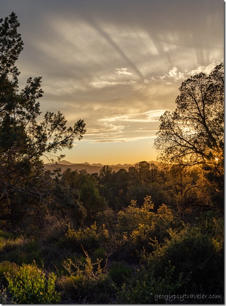 trees sunset clouds crepuscular rays Walnut Grove Arizona