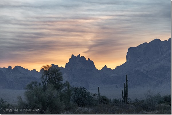 Kofa Mts sunrise clouds BLM Palm Canyon Rd Kofa National Wildlife Refuge Arizona