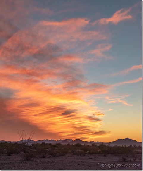 desert sunset clouds BLM Palm Canyon Rd Kofa National Wildlife Refuge Arizona