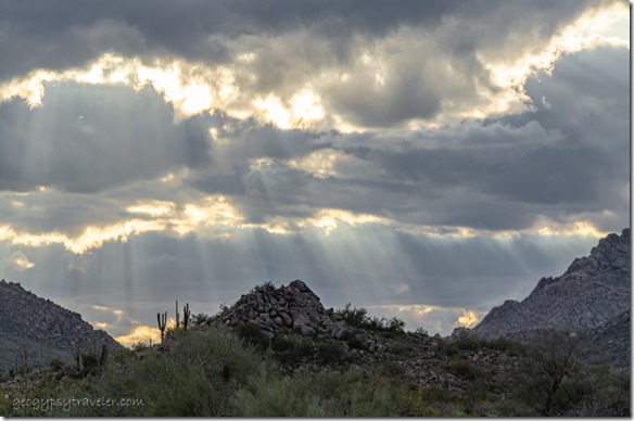 desert mts dark sunset clouds crepuscuar rays BLM Ghost Town Rd Congress Arizona