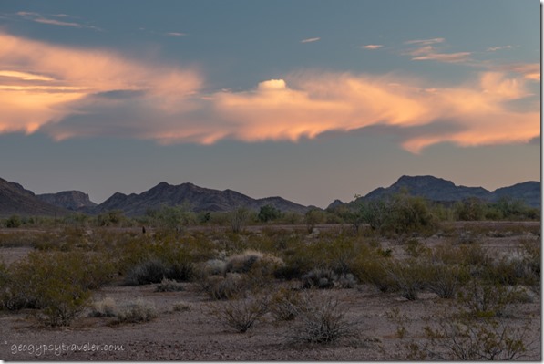 desert Kofa Mts sunset clouds BLM Palm Canyon Rd Kofa National Wildlife Refuge Arizona