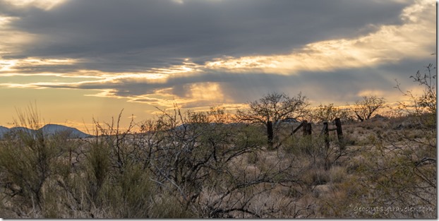 desert fence mts sunset clouds BLM Stanton Rd Congress Arizona
