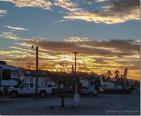 RVs sunset clouds Shady Lane RV Park Quartzsite Arizona
