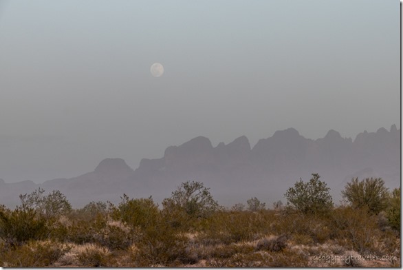desert Kofa Mts dusty moon BLM Palm Canyon Rd Kofa National Wildlife Refuge Arizona