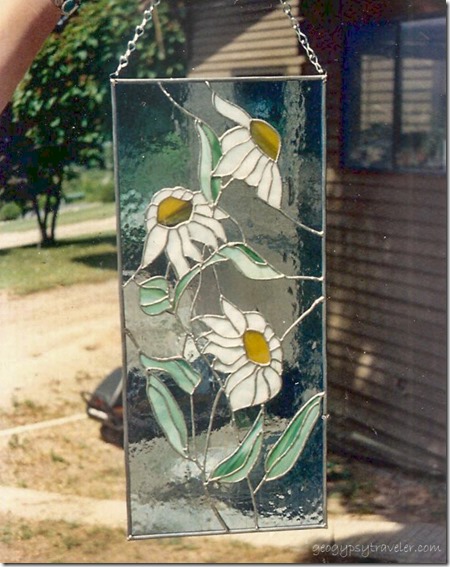 stained glass Daisies in the Wind East Wenatchee Washington 6-1987