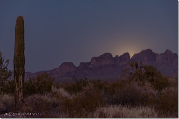 desert mts moon rise Palm Canyon Rd BLM Kofa National Wildlife Refuge Arizona