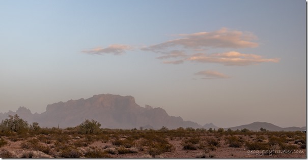 desert Kofa Mts dusty reverse sunset clouds BLM Palm Canyon Rd Kofa National Wildlife Refuge Arizona