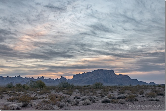 desert Kofa Mts sunrise clouds BLM Palm Canyon Rd Kofa National Wildlife Refuge Arizona