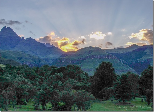 Sunset from Monks Cowl camp Drakensberg KwaZulu-Natal South Africa