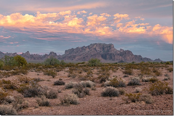 desert Kofa Mts reverse sunset clouds BLM Palm Canyon Rd Kofa National Wildlife Refuge Arizona
