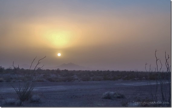 dusty sunset BLM Palm Canyon Rd Kofa National Wildlife Refuge Arizona