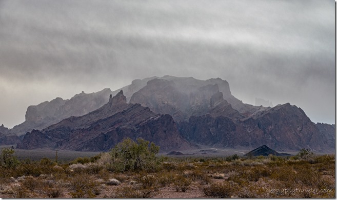 desert Kofa Mts low clouds BLM Palm Canyon Rd Kofa National Wildlife Refuge Arizona