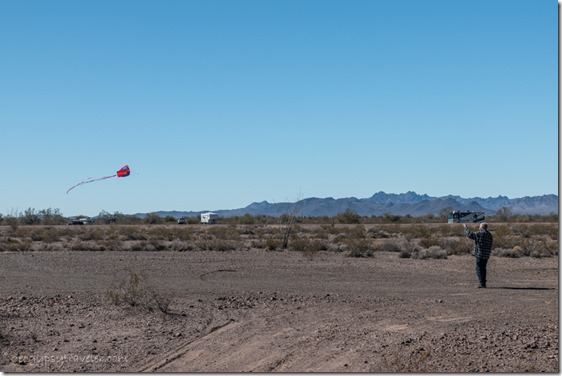 Bob flying kite BLM Palm Canyon Rd Kofa National Wildlife Refuge Arizona