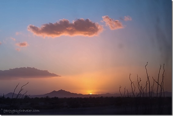 desert mts dusty sunset clouds Kofa Mts BLM Palm Canyon Rd Kofa National Wildlife Refuge Arizona