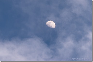 waxing moon in clouds Skull Valley AZ