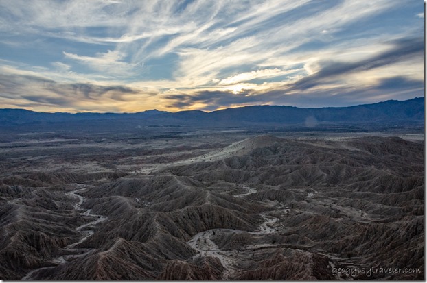 Sunset over Badlands from Fonts Pt Anza-Borrego Desert State Park California