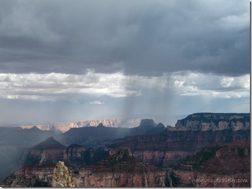 Rain in the canyon from Point Imperial Walhalla Plateau North Rim Grand Canyon National Park Arizona