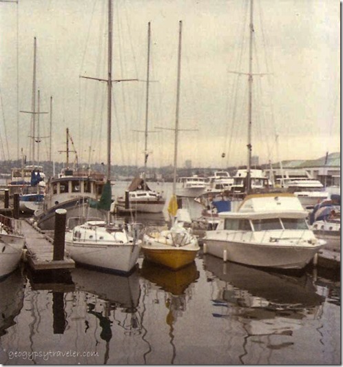 Yellow Tanzer sailboat Lake Union Seattle WA May 1988