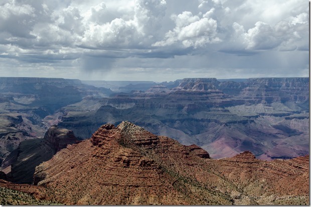 Stormy canyon view W Desert View Watchtower South Rim Grand Canyon National Park Arizona