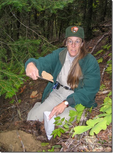 Gaelyn taking soil samples Oregon Caves National Monument Oregon