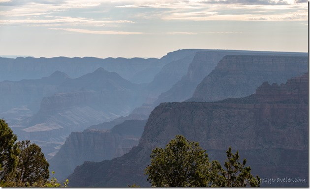 fading view East to Watchtower Grandview Point South Rim Grand Canyon National Park Arizona