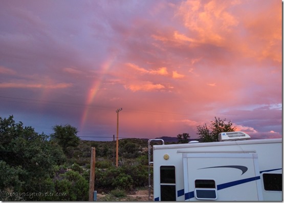 RV reverse sunset clouds rainbow Skull Valley AZ