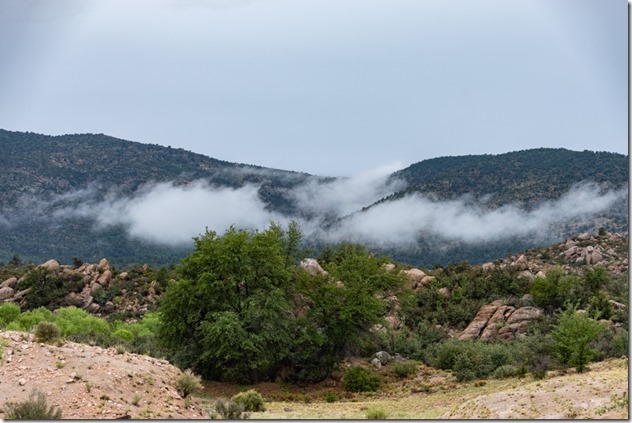 boulders low clouds Brushy Mt Skull Valley AZ
