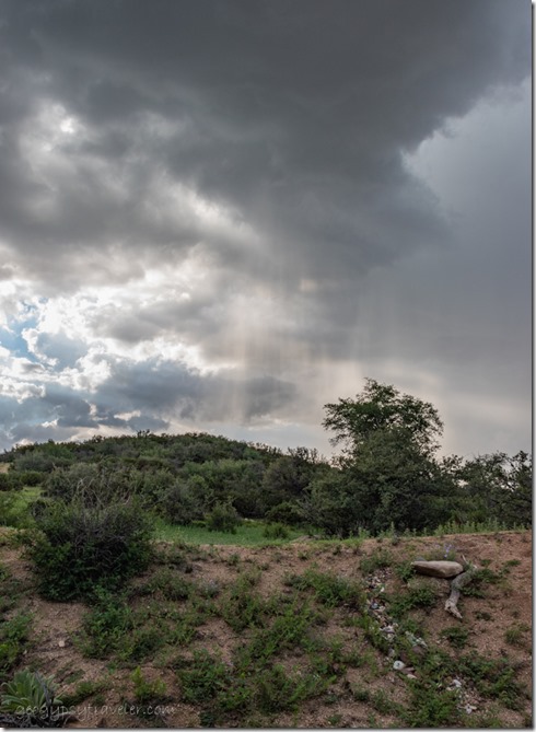 view W storm clouds rain shaft Skull Valley AZ