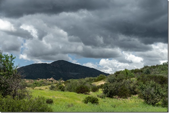 view W Brushy Mt storm clouds Skull Valley AZ