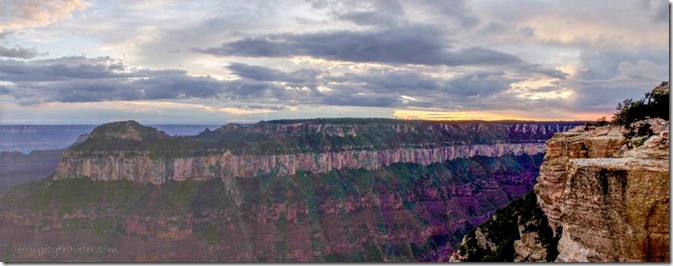 Sunset over Widforss Plateau from BAP trail North Rim Grand Canyon National Park Arizona