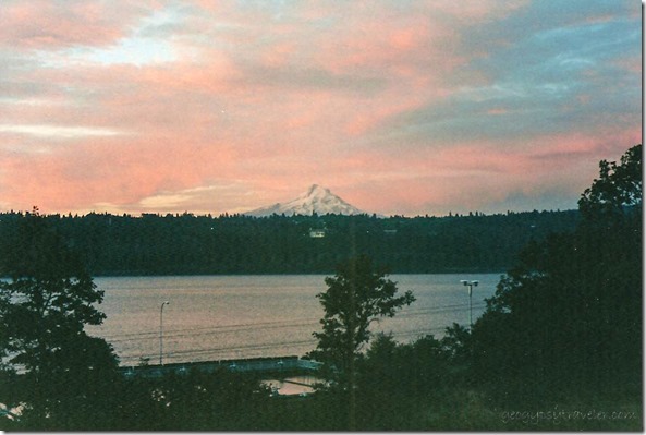 Sunset over the Columbia R & Mt Hood Underwood WA Sept 1996
