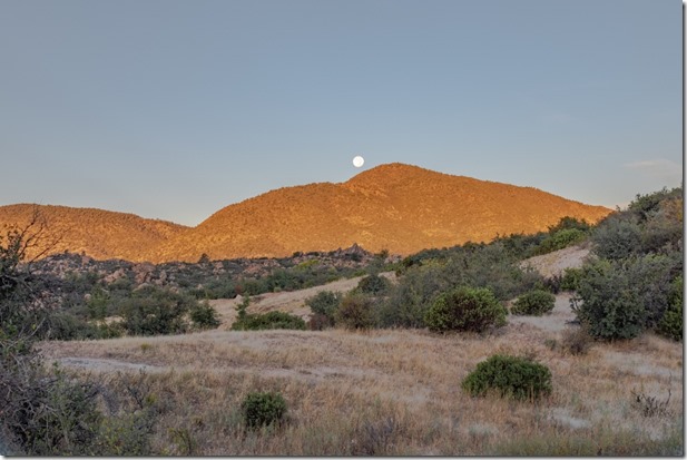 first light Brushy Mt full moon set Skull Valley AZ